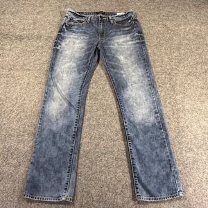 Guess Jeans Mens 32 Blue Ultra Slim McCrae Fit Straight Leg Stretch Faded Denim
